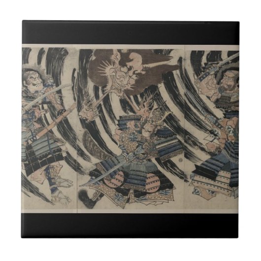 Samurai en Demon circa 1818 Tegeltje (Voorkant)