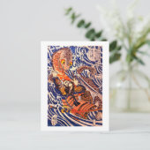 Samurai en Giant Salamander Kuniyoshi Fine Art Briefkaart (Staand voorkant)