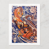 Samurai en Giant Salamander Kuniyoshi Fine Art Briefkaart (Voorkant)