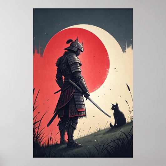 Samurai en kat: Moonlit Vigil Poster (Voorkant)
