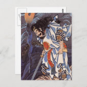 Samurai en Water Dragon  Japans afdrukken Briefkaart (Voorkant / Achterkant)