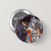 Samurai en Water Dragon Japans afdrukken Ronde Button 5,7 Cm (Voorkant /achterkant)