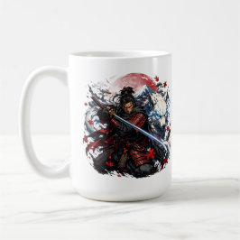 Samurai en Witte Wolf Mok | Japanse Krijger Fantas