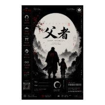 Samurai Father Son Japanese Poster Print