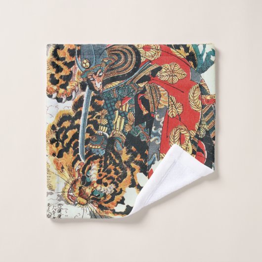 Samurai Fighting a Tiger, Kuniyoshi, Ukiyo-e Bad Handdoek (Wasdoekje)