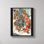 Samurai Fighting a Tiger, Kuniyoshi, Ukiyo-e Canvas Afdruk (Voorkant)