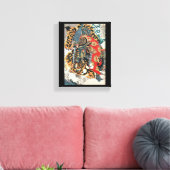 Samurai Fighting a Tiger, Kuniyoshi, Ukiyo-e Canvas Afdruk (Insitu (Woonkamer))