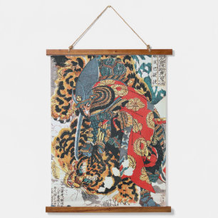 Samurai Fighting a Tiger, Kuniyoshi, Ukiyo-e Hangend Wandkleed