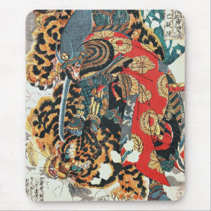 Samurai Fighting a Tiger, Kuniyoshi, Ukiyo-e Muismat