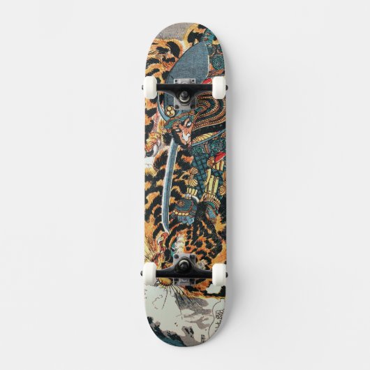 Samurai Fighting a Tiger, Kuniyoshi, Ukiyo-e Persoonlijk Skateboard (Voorkant)