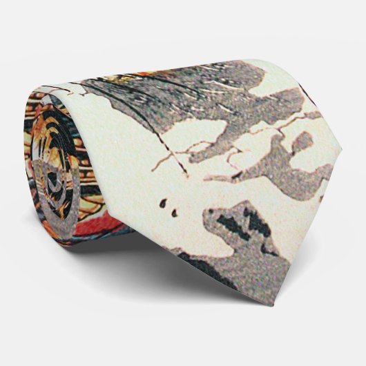 Samurai Fighting a Tiger, Kuniyoshi, Ukiyo-e Stropdas (Opgerold)