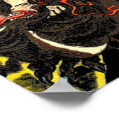 Samurai Fighting Dragon Antiek Japanse Manga Poster (Hoek)