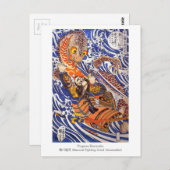 Samurai Fighting Giant Salamander Kuniyoshi Briefkaart (Voorkant / Achterkant)