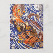 Samurai Fighting Giant Salamander Kuniyoshi Briefkaart (Voorkant)