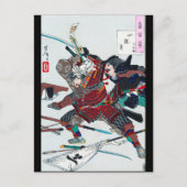 Samurai Fighting in Armor, Tsukioka Yoshitoshi Briefkaart (Voorkant)