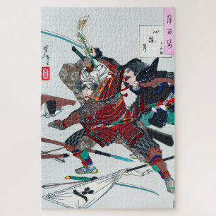 Samurai Fighting in Armor, Tsukioka Yoshitoshi Legpuzzel