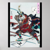 Samurai Fighting in Armor, Tsukioka Yoshitoshi Poster (Voorkant)