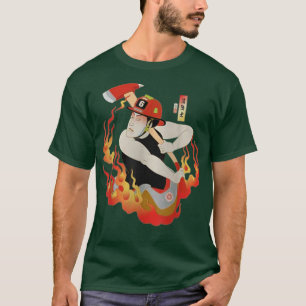 Samurai Firefighter Fireman Ukiyoe Japans Warrio T-shirt