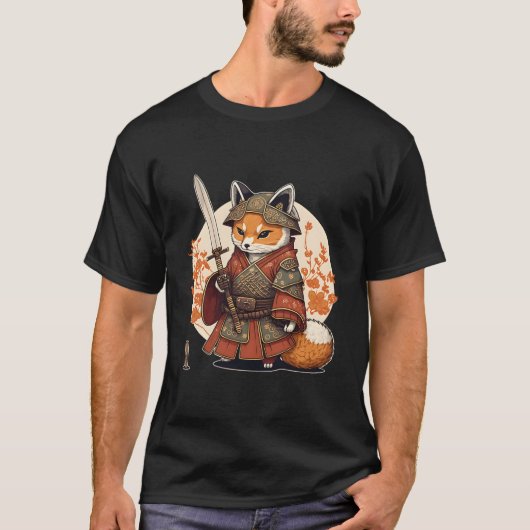 Samurai Fox Warrior Japanese Ninja Fox Kawaii T-shirt (Voorkant)