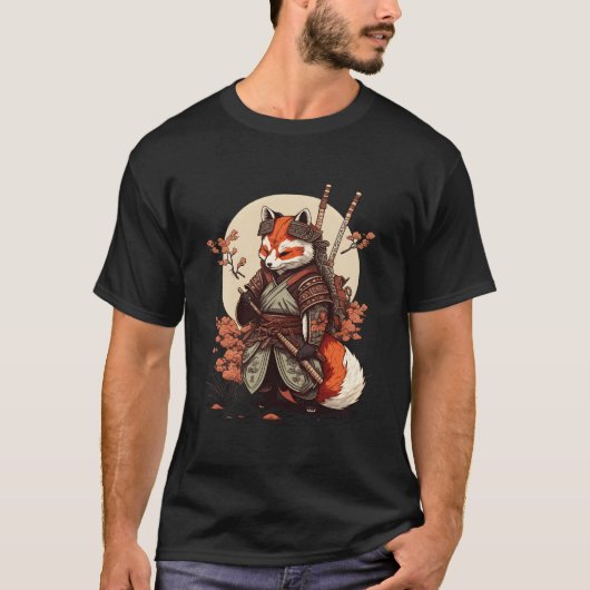 Samurai Fox Warrior Japanese Ninja Fox Kawaii T-shirt (Voorkant)