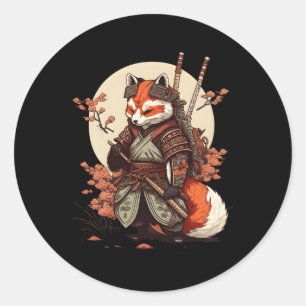 Samurai Fox Warrior Japans Ninja Fox Kawaii Ronde Sticker