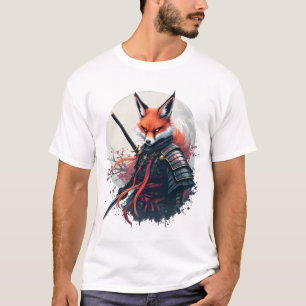 Samurai Fox Warrior Japanse Ninja Fox Kawaii T-SH T-shirt