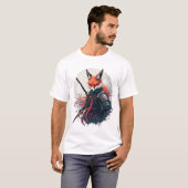 Samurai Fox Warrior Japanse Ninja Fox Kawaii T-SH T-shirt (Voorkant volledig)