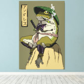 Samurai Frog: Bewaker van de Lotus Canvas Afdruk (Insitu (Houten vloer))