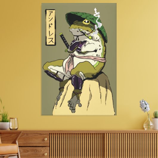 Samurai Frog: Bewaker van de Lotus Canvas Afdruk (Insitu (Woonkamer))