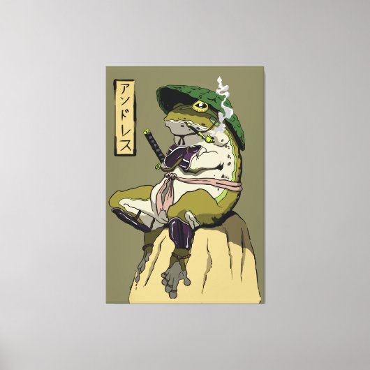 Samurai Frog: Bewaker van de Lotus Canvas Afdruk (Voorkant)
