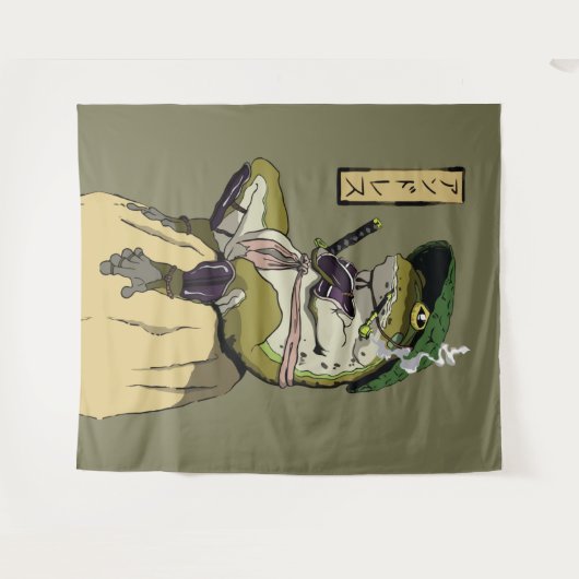 Samurai Frog: Bewaker van de Lotus Wandkleed (Voorkant (horizontaal))