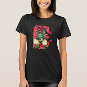 Samurai Frog Kendo Katana Cherry Blossom Tree Saku T-shirt