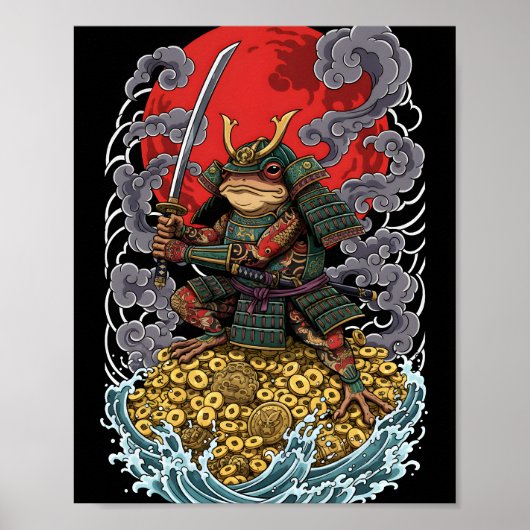 Samurai Frog of Fortune – Mythical Warrior Art Poster (Voorkant)