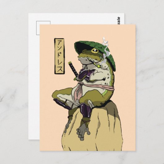 Samurai Frog Poster Faux Canvas Afdrukken Acrylpla Briefkaart (Voorkant / Achterkant)