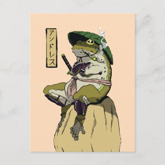 Samurai Frog Poster Faux Canvas Afdrukken Acrylpla Briefkaart (Voorkant)