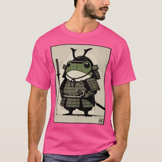 Samurai Frog Ukiyo-E Warrior Art T-shirt (Voorkant)