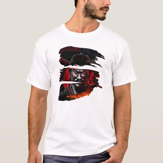 Samurai Fury - Warrior Bushido Japanese Art T-shirt (Voorkant)
