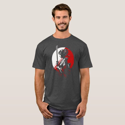 Samurai Geisha met Katana Rising Sun Warrior Boxy T-shirt (Voorkant volledig)