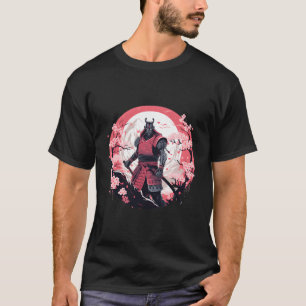 Samurai gestileerde illustratie pantser kersenbloe t-shirt