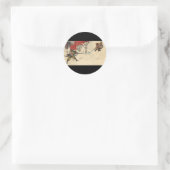Samurai-gevecht in de sneeuw rond 1890 ronde sticker (Tas)