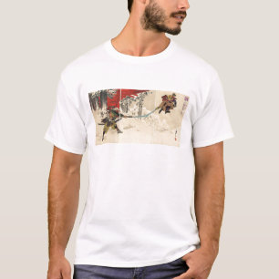 Samurai-gevecht in de sneeuw rond 1890 t-shirt