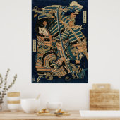SAMURAI GEVECHT MET KATANA ZWAARDEN door Hokusai Poster (Keuken)