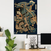 SAMURAI GEVECHT MET KATANA ZWAARDEN door Hokusai Poster (Thuiskantoor)