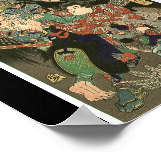 Samurai-gevecht Tengu, Circa 1866 Poster (Hoek)