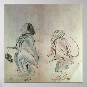 Samurai gevolgd door een dienaar poster