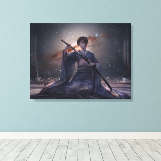 Samurai Girl Canvas Afdruk (Insitu (Houten vloer))