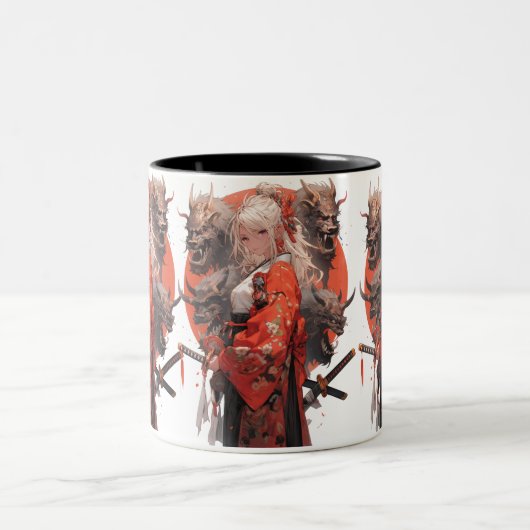 Samurai Girl Tweekleurige Koffiemok (Center)