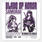 Samurai girl vierkante sticker (Voorkant)