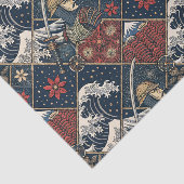 Samurai & Grote Golf Traditioneel Japans Patroon Tissuepapier (Detail)