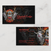 Samurai helm met oni mask visitekaartje (Voorkant / Achterkant)